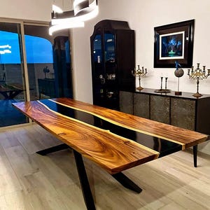 Epoxy table, Luxury dining Table, sofa, Side center table top Live Edge Walnut Table, Custom Order,  Epoxy Resin River Table, Natural Wood