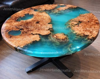 Ocean Epoxy River Coffee Table – Live Edge Burl Wood Resin Table Handmade  Modern Luxury Furniture Turquoise Ocean River Table