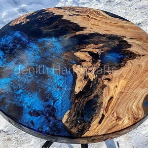 Epoxy, Handmade dining, sofa, Side, center, Coffee table top Live Edge Walnut Table ,Custom Order, BLUE Epoxy Resin River Table, round Wood