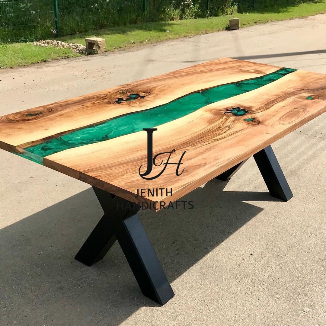 Epoxy Table Dining Sofa side Center Table Top Live Edge Walnut Table custom Order Greenepoxy Resin River Table Natural Wood 36x60 Inch Etsy