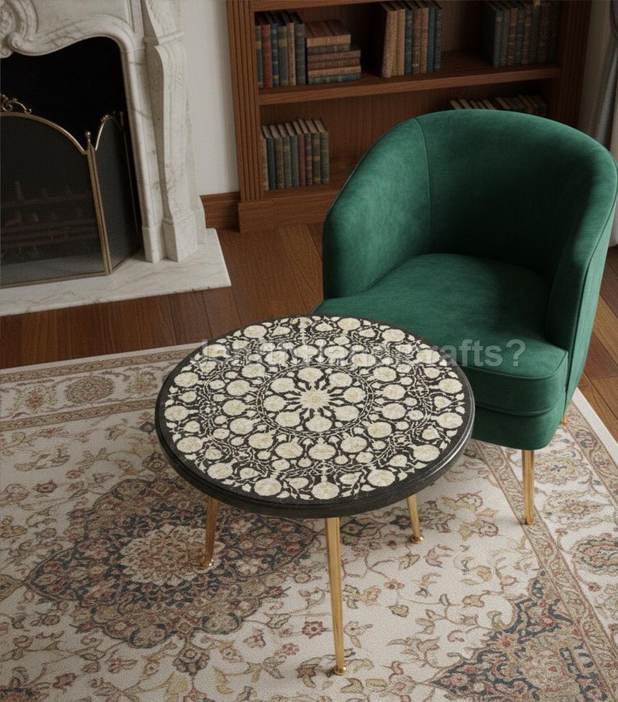 専用出品 黒大理石ピエトラ・デュラテーブルトップ – 花の象嵌アートコーヒー