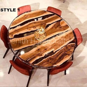 Epoxy Table, dining, sofa, center table top Live Edge Walnut Table ,Custom Order, Epoxy Resin River Table, round Wood SIZE- Diameter 48 inch