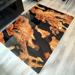 Epoxy table, Luxury dining Table, sofa, Side center table top Live Edge Walnut Table, Custom Order,  Epoxy Resin River Table, Natural Wood