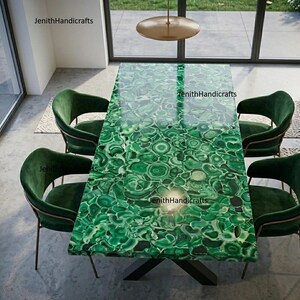 Tablero de mesa de ágata verde, estilo malaquita, decoración de pared retroiluminada, encimera de lujo