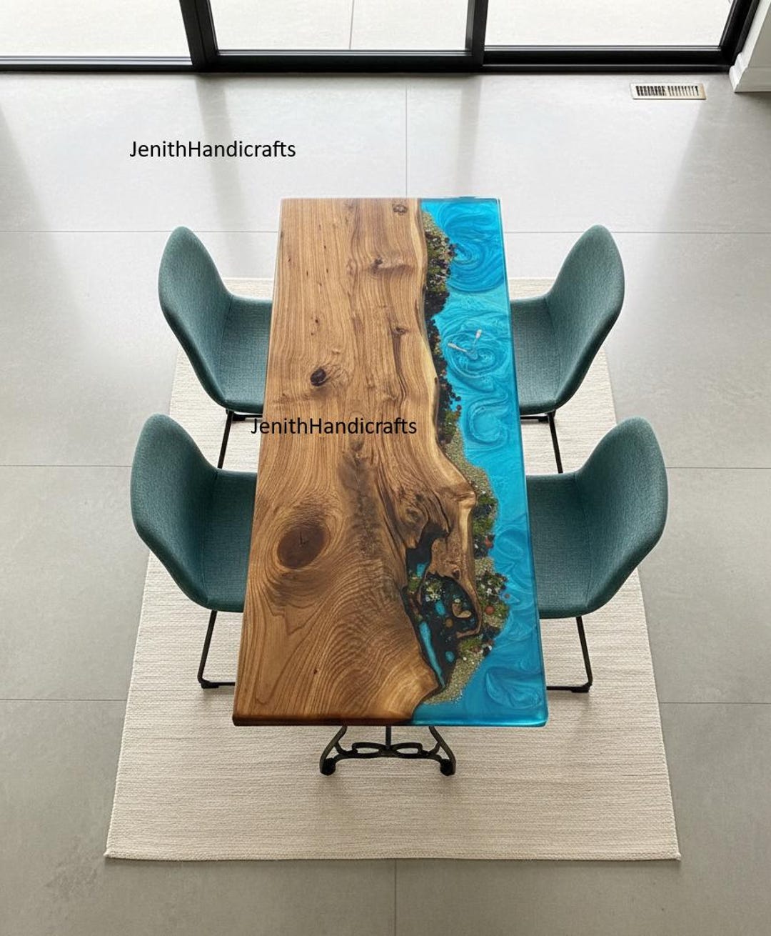 Live Edge Console Table, Blue Epoxy Ocean Table, Resin River Entryway ...