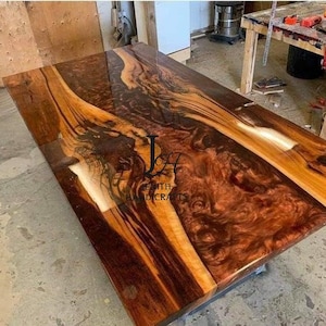 Epoxy Table, dining, sofa,Side, center table top Live Edge Walnut Table ,Custom Order,Brown  Epoxy Resin River Table,Natural,Wood&quot;30x60&quot; inc