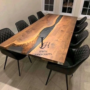 Epoxy Table, dining, sofa,Side, center table top Live Edge Walnut Table ,Custom Order, Black Epoxy Resin River Table, Natural Wood30x60&quot;Inc.