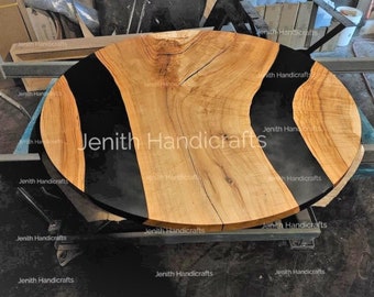 Live Edge Walnut Epoxy River Table Top, Handmade Acacia Wood Dining, Side, Center Table