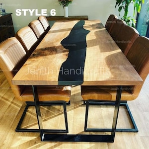 Handmade Epoxy Resin Table Top – Live Edge Wood Dining Table, River Table, Custom Coffee Table, Modern Rustic Furniture Decor&quot;