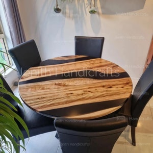 Epoxy Table, dining, sofa ,Side , center tabletop Live Edge Walnut Table ,Custom Order, White Epoxy Resin River Table, round Wood 24X24&quot;Inch