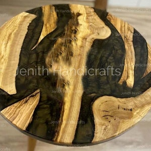 Epoxy, Handmade dining, sofa, Side, center, Coffee table top Live Edge Walnut Table ,Custom Order, black Epoxy Resin River Table, round Wood