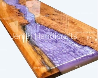 PURPLE Epoxy, Luxury dining Table, sofa, Side center table top Live Edge Walnut Table, Custom Order,  Epoxy Resin River Table, Natural Wood
