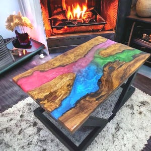 Epoxy table, Luxury dining Table, sofa, Side center table top Live Edge Walnut Table, Custom Order,  Epoxy Resin River Table, Natural Wood