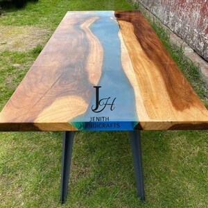 Epoxy Resin Table Top – Live Edge Wood River Table, Custom Dining or Coffee Table, Modern Rustic Furniture, Handmade Home Decor&quot;