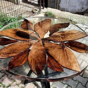 Epoxy Table, dining, sofa, Side center table top, Live Edge Walnut Table ,Custom Order, Clear Epoxy Resin River Table, round Wood 24X24&quot;Inc.