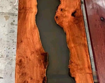 Epoxy, eetkamer, bank, zijkant midden tafelblad Live Edge Walnut Table, Custom Order, TrancperentEpoxy Resin River Table, NaturalWood 36x72 "inch