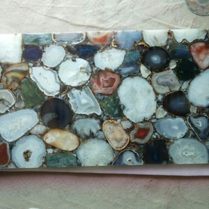 Natural Agate Rectangle Side Coffee Table, sofa, dining Table Top, Semi Precious Natural Agate Stone Kitchen, Home, & Office Decor Table Top