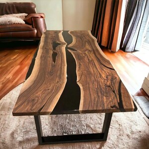Epoxy table, Luxury dining Table, sofa, Side center table top Live Edge Walnut Table, Custom Order,  Epoxy Resin River Table, Natural Wood