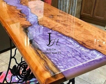 Epoxy,dining, sofa,Side center table top Live Edge Walnut Table ,Custom Order, PURPLE Epoxy Resin River Table, Natural Wood 36x60"  inch