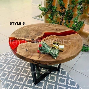 Epoxy Table, dining, sofa, center table top Live Edge Walnut Table ,Custom Order, Epoxy Resin River Table, round Wood SIZE- Diameter 48 inch