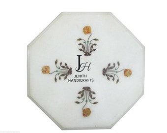 Round  Marble Inlay Table Top,coffee,dinning ,side table top Semi Precious Floral Inlaid in it Lapis lazuli Carnelian ;12",15",18" inches