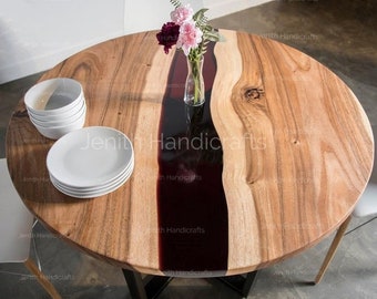 Live Edge Walnut Epoxy River Table Top, Handmade Dining, Side Center Table