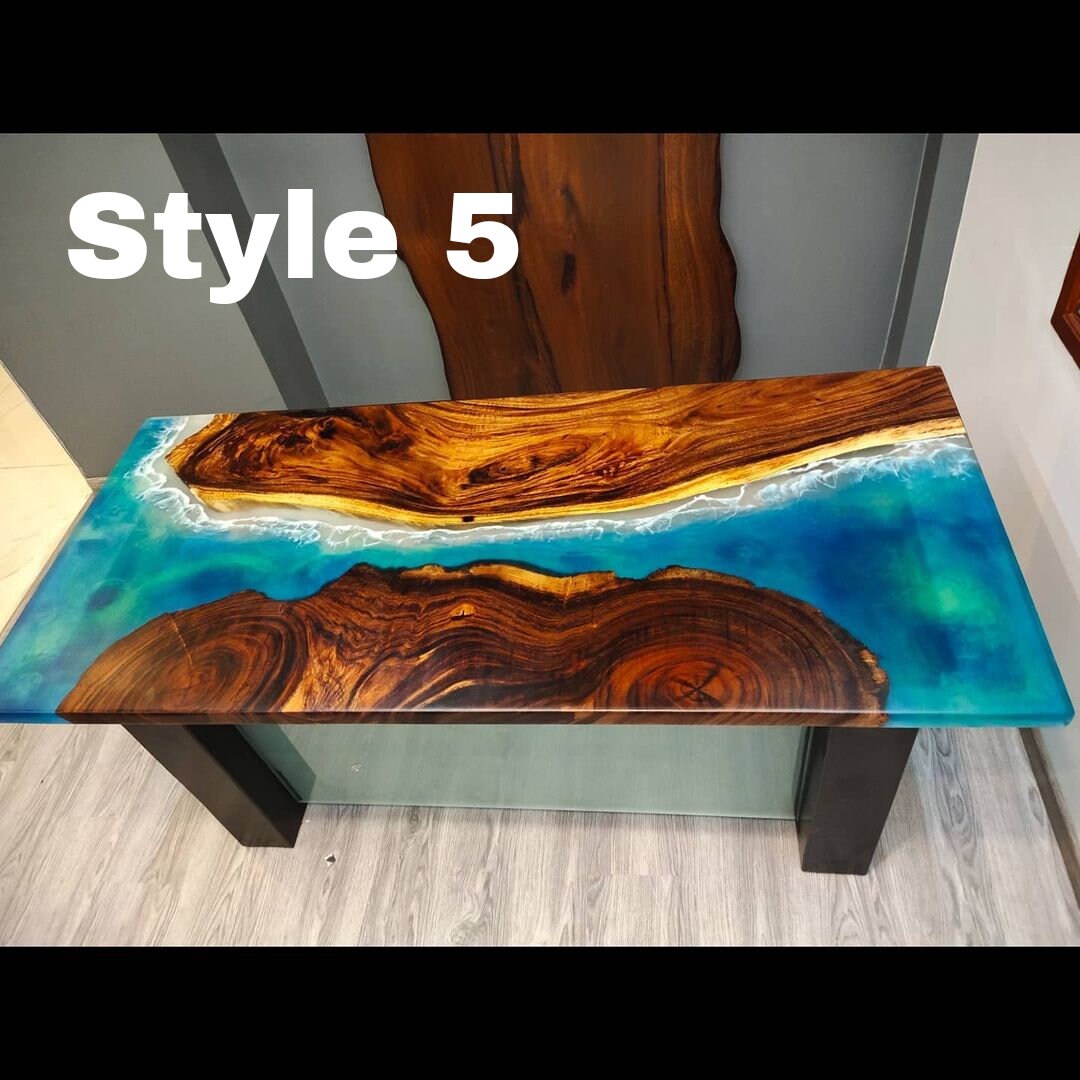 center table top Live Edge Walnut Table Epoxy Table Natural Wood Epoxy Resin River Table dining