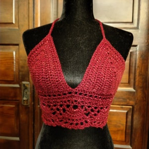 Red Sparkle Lace Crop Top