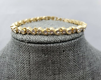 Rhinestone Tennis Bracelet 50s Glamor Gal VLV Rockabilly Prong Set Rhinestones