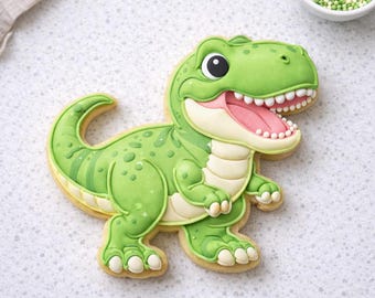 Cute T-Rex Dinosaur Cookie Cutter – Cartoon Dino Sugar Cookie Cutter – Kids Birthday Party – Jurassic Theme – 3D Printed Baking Tool