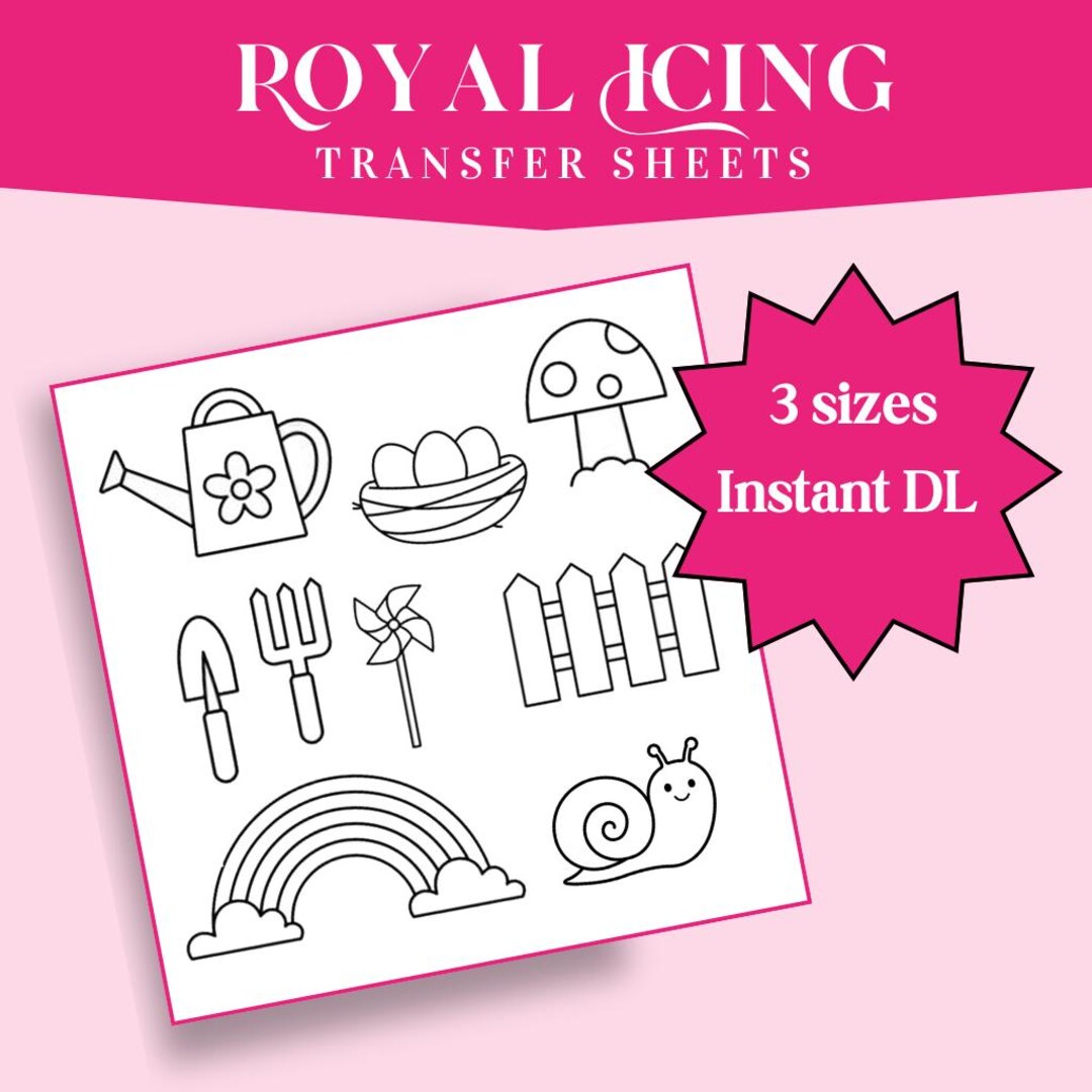 Spring Garden Royal Icing Transfer Sheets: Piping Template (digital ...