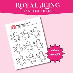 Feuilles de transfert classiques Winnie l'ourson, glaçage royal : modèle de passepoil (téléchargement numérique)