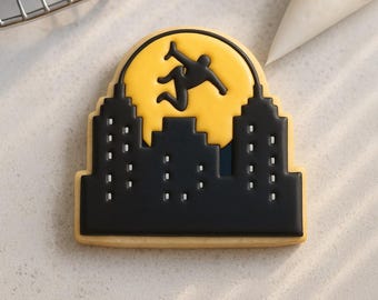 Superhero Spider Cookie Cutter & Optional Stencil | Birthday Party Cookie Decorating | Jumping City Comic Theme