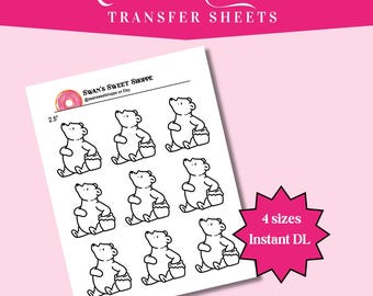 Classic Winnie the Pooh Royal Icing Transfers: Piping Practice (Digital Download)