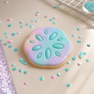 Zanddollar koekjesvorm | Koekjesvorm en optioneel sjabloon voor richtlijnen | Verjaardag zeemeermin, strandkoekjes