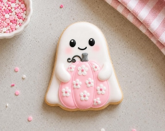 Cortador de galletas de fantasma con calabaza y plantilla opcional / Galletas de Halloween espeluznantes / Herramienta para hornear de otoño