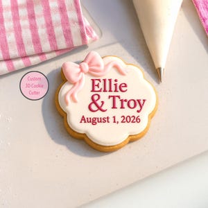 Bow Plaque Cookie Cutter and Stencil – Wedding Cookie Cutter, Bridal Shower Cookies, Engagement Party Cookie Decorating