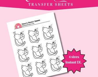 Winnie the Pooh Icing Transfers: Cupcake & Cookie Decor (Digital Download)