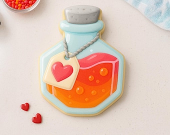Geometrical Potion Bottle Cookie Cutter | Valentine Love Potion | Optional Stencil