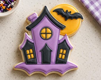Haunted House Cookie Cutter & Optional Stencil | Spooky Halloween Cookie Decorating | Fall Baking Supply