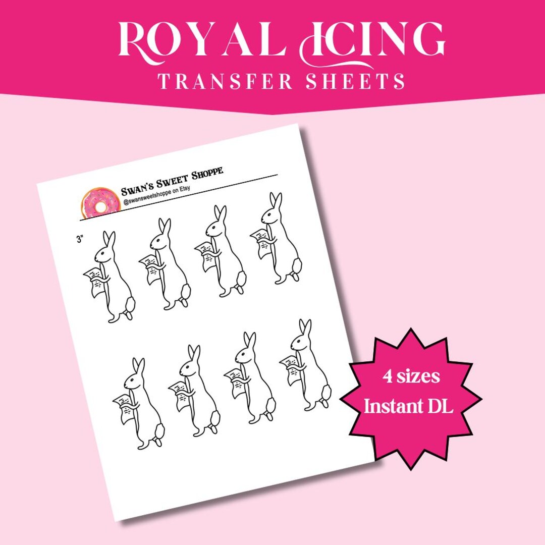 Classic Pooh & Rabbit Royal Icing Transfers: Piping Practice (digital ...