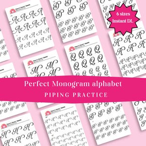 Hojas de transferencia de letras monograma con escritura elegante // Práctica de letras // Transferencias de monogramas // Transferencias de glaseado real // Letras de monogramas