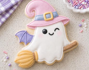 Heksenspookkoekjessteker en optioneel sjabloon: griezelige halloweenkoekjesdecoratie