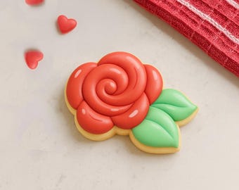 ローズクッキーカッター | バレンタインフラワークッキー | ロマンチックなローズカッター | 花柄バレンタインクッキー