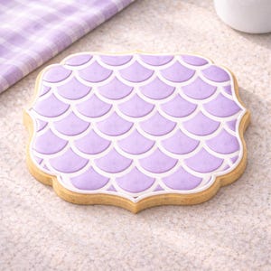 Large Scallop Scale Cookie Stencil | Icing-On-Icing Scallop Pattern Stencil | Mermaid Cookie Background | Modern Texture Stencil