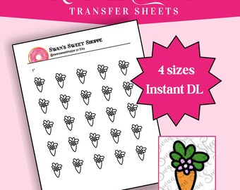 Carrot Royal Icing Transfer Sheets: Easter Cookie Decor (Digital Download)