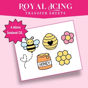 Busy Bee Royal Icing Transfer Sheets: Honeycomb & Beehive Template (Digital Download)
