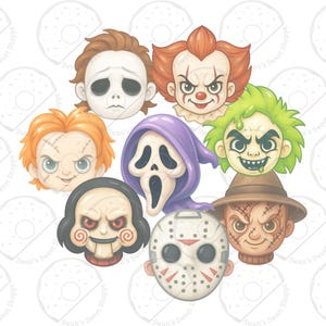Horror Villains Cookie Cutter Set | Halloween Cookie Decorating | Optional Guideline Stencils