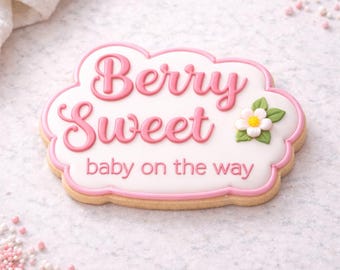 Berry Sweet Plaque Cookie Cutter | Strawberry Baby Shower Cookie Cutter | Baby Shower Plaque Cutter | Berry First Birthday Cutter