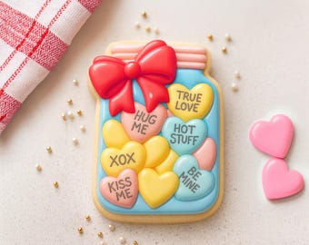 Valentine Candy Jar Cookie Cutter | Heart Candy Jar Cutter | Love Treat Cookie | Valentine Baking Tool